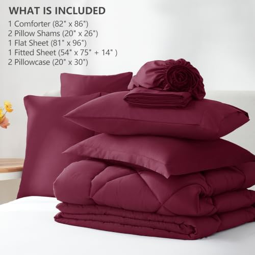 CozyLux Full Comforter Set 82"x86" Burgundy - Image 6
