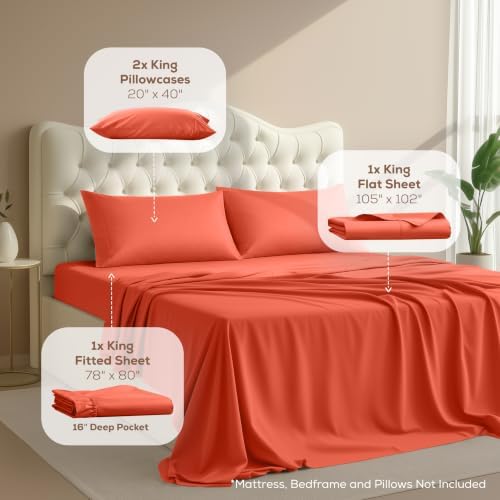 King Sheets Set, 4 Pieces 16" Deep Pocket Hotel Luxury Bed Sheets - Image 2