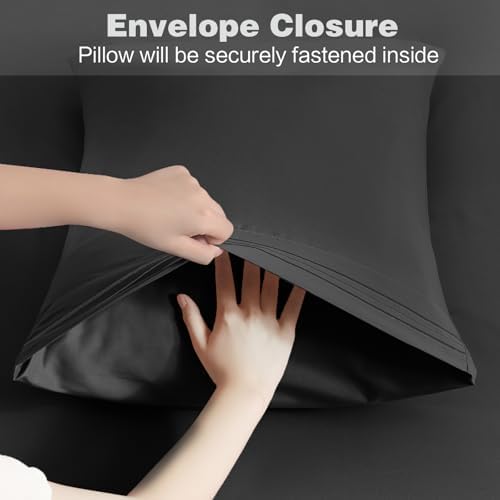 Horbaunal Microfiber Pillowcases King Size, Dark Grey, 2 Pack - Image 5