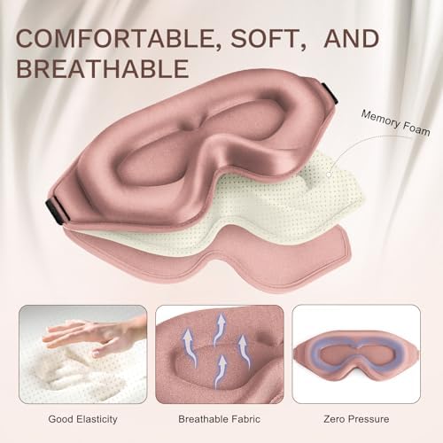 FlyCoco 99% Fully Block Out Light Eye Sleep Mask, 3D Deep Contoured Eyes Cover - Image 3