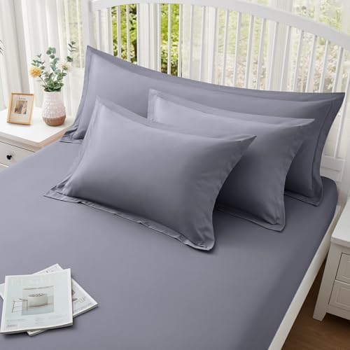 Homiest Gray Pillow Shams Queen Size Set of 2, 2-Inch Flange - Image 2