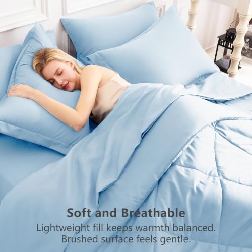 CozyLux Full Comforter Set 82"x86" Baby Blue - Image 4