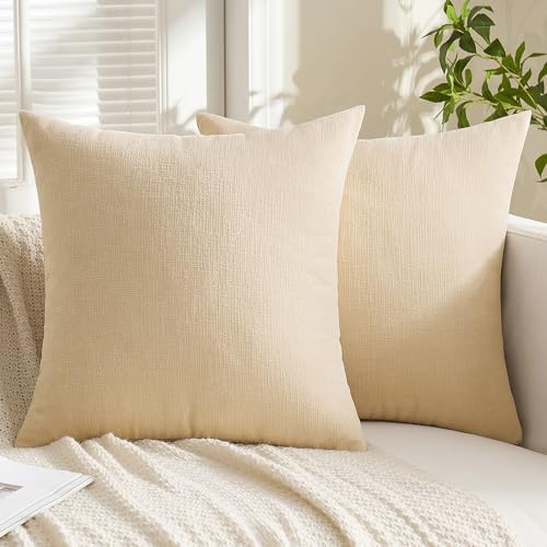 MIULEE Beige Chenille Couch Throw Pillow Covers - Image 5