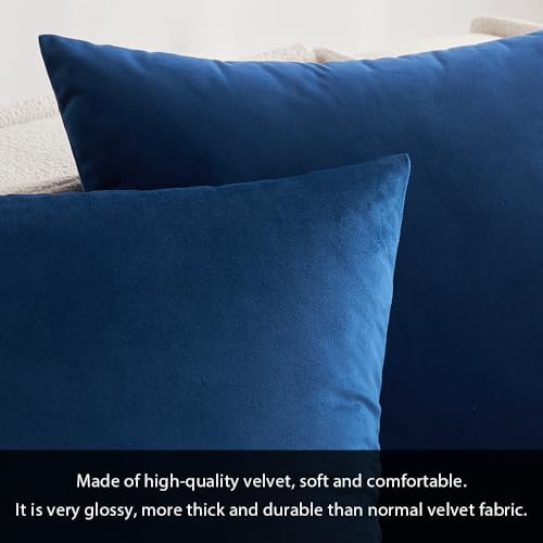 MIULEE 16x24 Inch Lumbar Velvet Throw Pillow Cover Set of 1 Dark Blue - Image 4