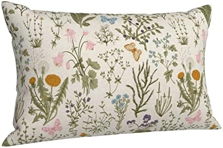 AEIOAE Spring Pillow Covers 12x20 Inch Set of 2, Sage Green Wild Flower Plant - Image 5