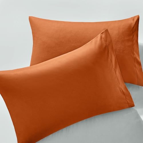 MILVOWOC Brushed Microfiber Queen Pillowcases, Burnt Orange by MILVOWOC