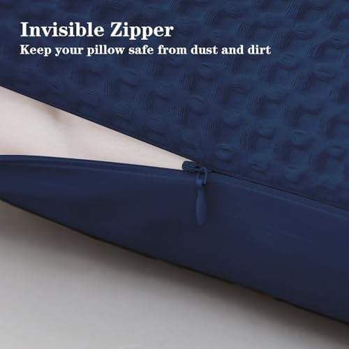 100% Cotton Waffle Weave Throw Pillow Covers Set of 2, 600TC Solid Reverse Side - Image 4