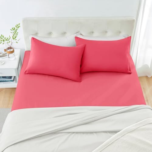 MILVOWOC Brushed Microfiber King Pillowcases, Hot Pink, 20 x 36 Inch - Image 4