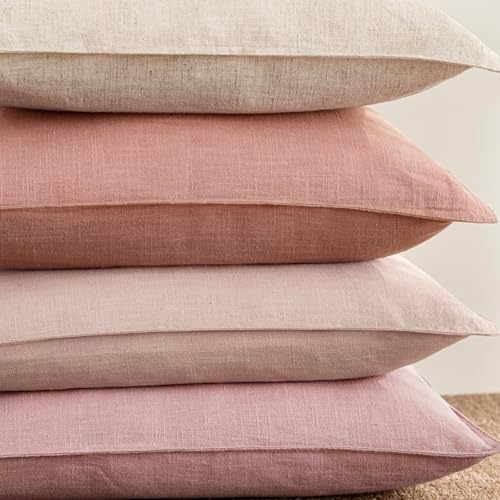 Foindtower Linen Solid Decorative Throw Pillow Covers 26x26 Inch Coral Pink - Image 7