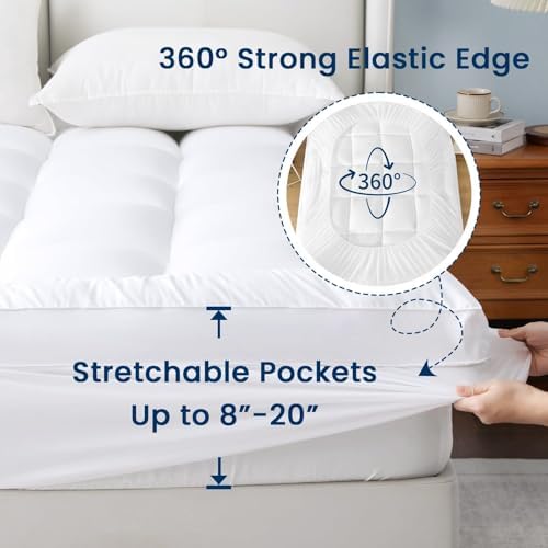 YUGYVOB California King Mattress Topper Thick, Cooling Plush Mattress Pad - Image 7