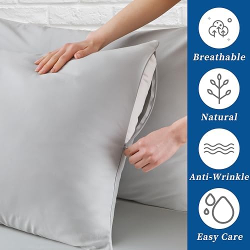 King Size Pillow Protector Set of 2, 100% Egyptian Cotton Pillow Cases - Image 2