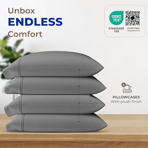 Thread Spread 100% Egyptian Cotton Pillow Cases Queen Size Set of 4 - Image 3