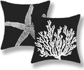 Coastal Pillow Covers 16x16 Set of 2 Black Starfish Throw Pillows Nautical by GOLIANDA