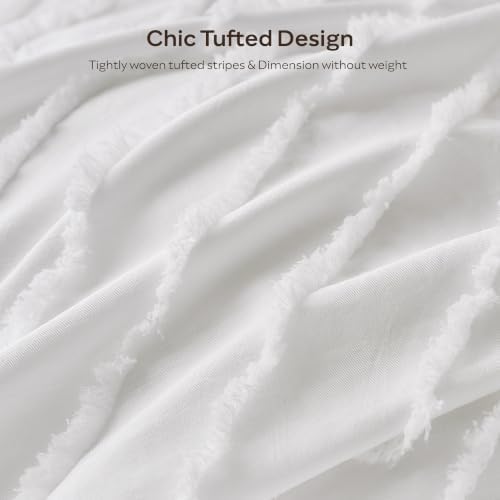 JELLYMONI White Striped Tufted Pillowcases King Size - Image 3