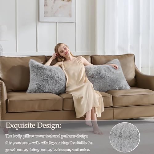 20x54 inch Luxury Fluffy Body Pillow Cover, Shaggy Furry Body Pillowcase - Image 3