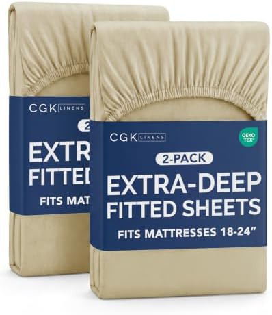 CGK Linens 2 Pack Extra Deep Twin XL Fitted Sheets by CGKUnlimited