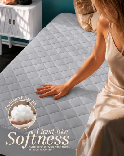 Twin Mattress Pad, Quilted Mattress Protector Topper fits 16" Deep Pocket - Image 5