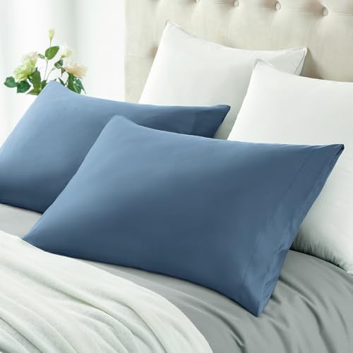MILVOWOC Brushed Microfiber Queen Pillowcases, Slate Blue, 20x30 Inch - Image 3