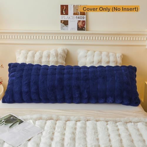 LIFEREVO Fluffy Faux Rabbit Fur Body Pillow Cover 20"x54" - Image 2