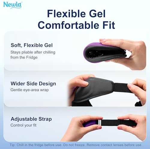 Cooling Gel Eye Mask for Puffy Eyes, Contoured Cold Compress for Eyes - Image 6