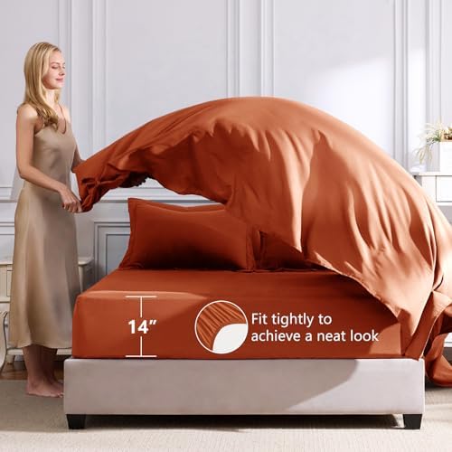 CozyLux Twin XL Comforter Set 68"x88" Burnt Orange - Image 5