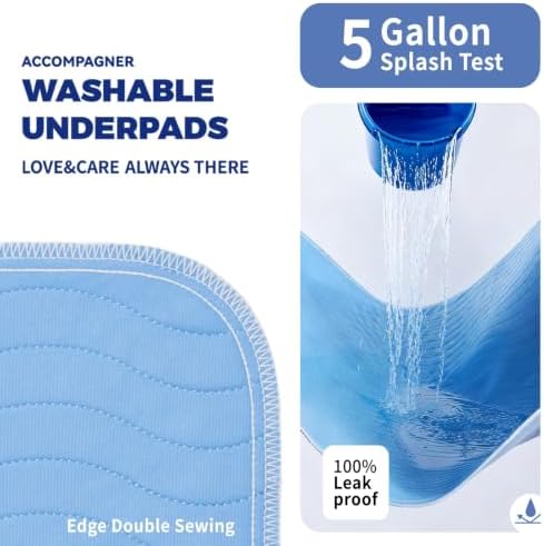 Accompagner Incontinence Bed Pads Washable Waterproof, Ultra-Absorbent Reusable - Image 3