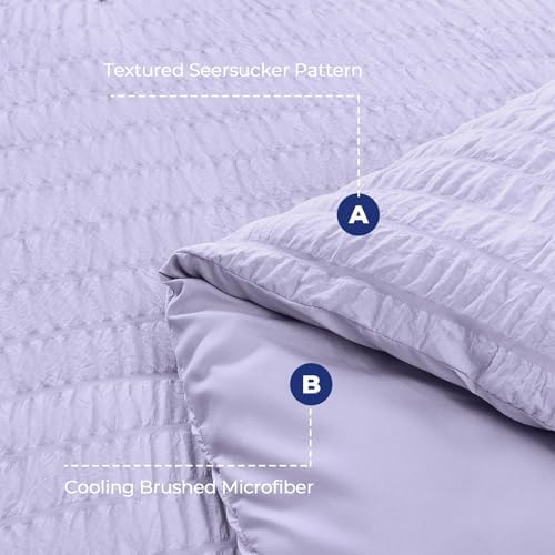 HYMOKEGE Light Purple Twin XL Comforter Set Seersucker 5 Pieces, All Season - Image 4