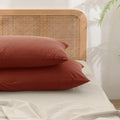 BESTOUCH Washed Cotton Pillowcases Linen Feel Crimson Red Queen by BESTOUCH
