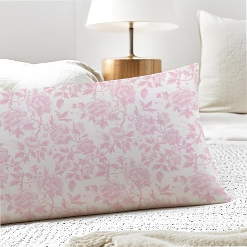 Pink Chinoiserie Floral 20x54 Body Pillow Cover, Grandmillennial Home Decor - Image 5