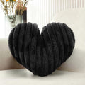 16 Inch Heart Shaped Pillow Black Faux Fur Fluffy Decorative Throw Pillows by Nmkopzy