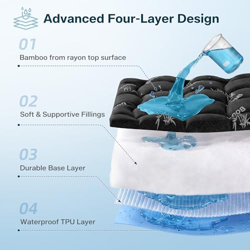 Waterproof Twin XL Size Mattress Topper Viscose Derived from Bamboo, Extra - Image 3