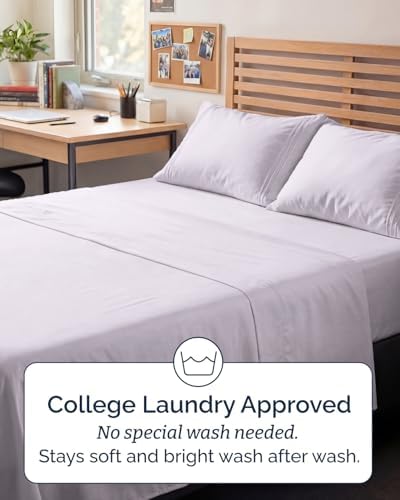 Full XL Sheets - 4 Piece Full XL Sheet Set - Breathable - Light Lavender - Image 6