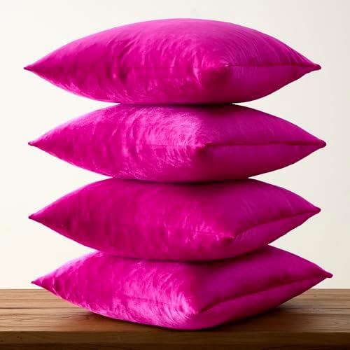 GIGIZAZA Pack of 4 Decorative Velvet Pillow Covers 20x20 Hot Pink - Image 4