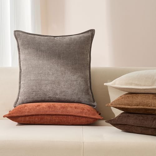 Allorry Throw Pillow Covers 26x26 Grey Chenille Solid Home DecorSY014A26 - Image 4
