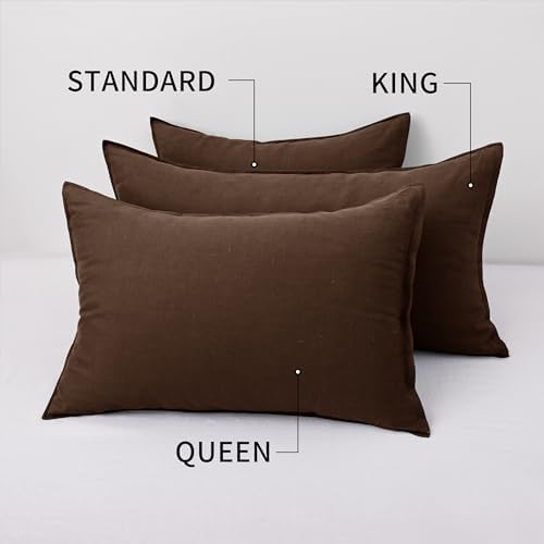 CHUFFED 100% French Linen Pillow Cases Queen Size Set of 2, Stone Washed Flax - Image 5