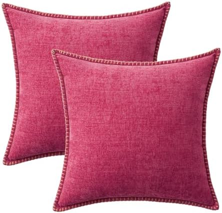 MIULEE Decorative Couch Throw Pillow Covers 20x20 Inch Hot Pink 2 Pack - Image 6