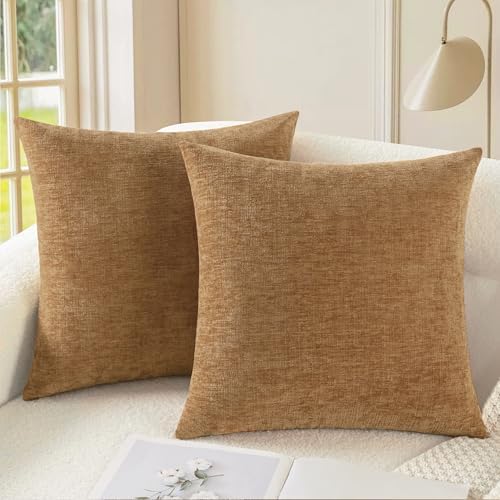 CaliTime Decorative Couch Throw Pillow Covers 22 X 22 Inches Apricot Brown by CaliTime