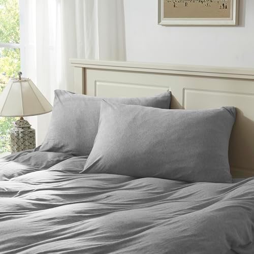 H HOUSEHOLD 100% Jersey Knit Cotton King Size Pillowcases Set of 2, Super Soft by HHOUSEHOLD