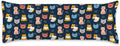 Body Pillow Cover with Zipper, Cute Colorful Cats on A Navy Blue Imitation Silk by Unknown