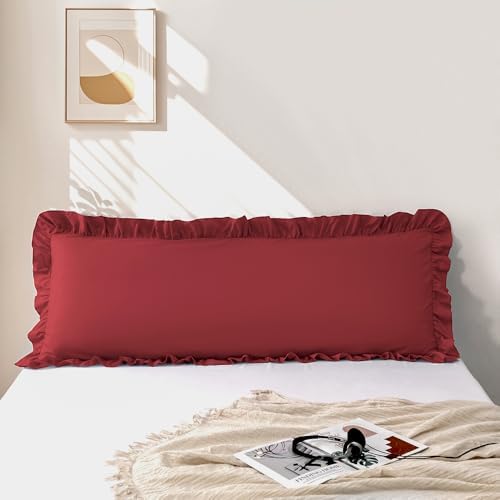 Ruffle Body Pillow Pillowcase, Wine Red by Unknown