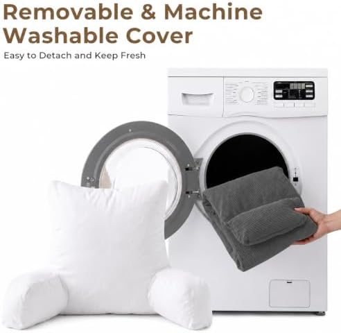 Reading Pillow for Bed with Detachable Neck Roll and Shredded Memory Foam - Image 5