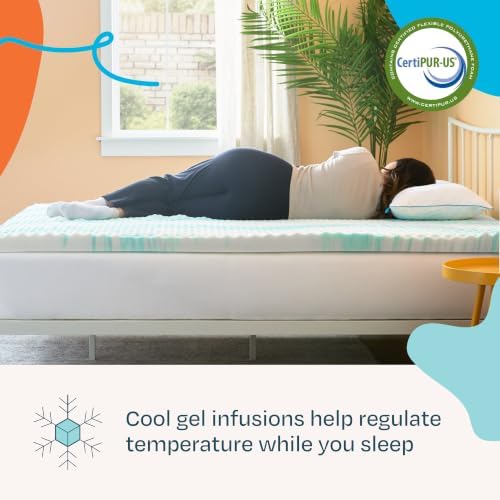 Linenspa 3 Inch Gel Memory Foam Mattress Topper – Egg Crate Style, Reversible - Image 5