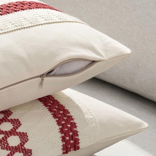 MIULEE Set of 2 Christmas Red Boho Decorative Pillow Covers 18x18 Inch - Image 5