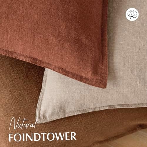 Foindtower Linen Solid Decorative Throw Pillow Cover 16x16 Inch Rust Orange - Image 4