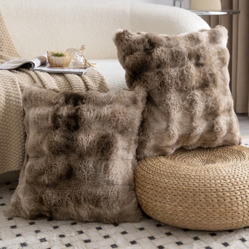 MADIZZ Pack of 2 Thick Plush Faux Wool Throw Pillow Covers Soft Boho Throw - Image 2