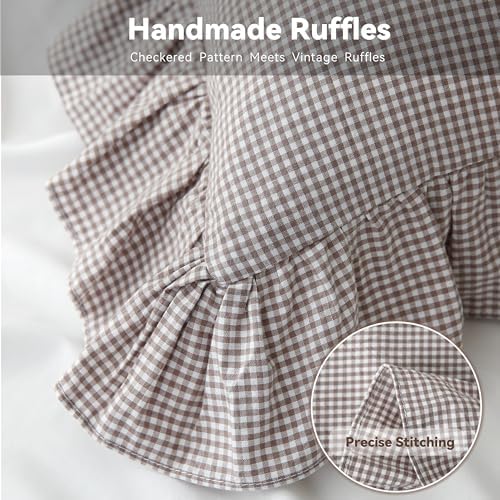 Gingham Pillow Shams 20x26, Ruffle Trim - Image 5