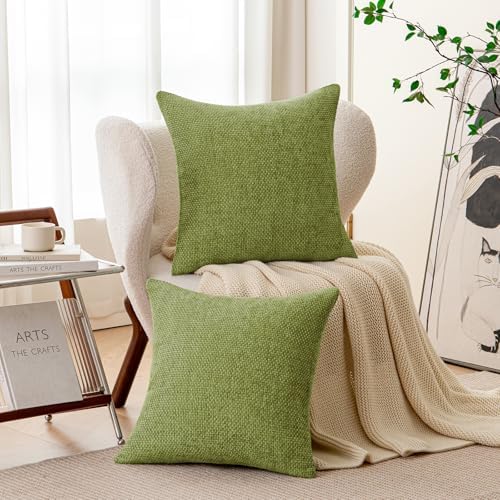 a moment Forest Green Chenille Throw Pillow Covers 24x24 Inch Pack of 2 Modern - Image 2