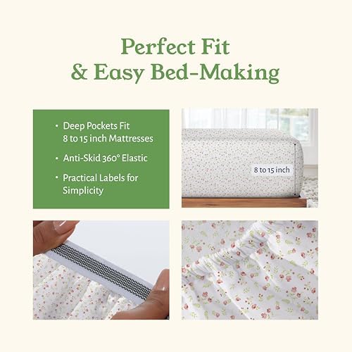 California Design Den 100% Organic Cotton Full Sheets, Floral Print - Image 6
