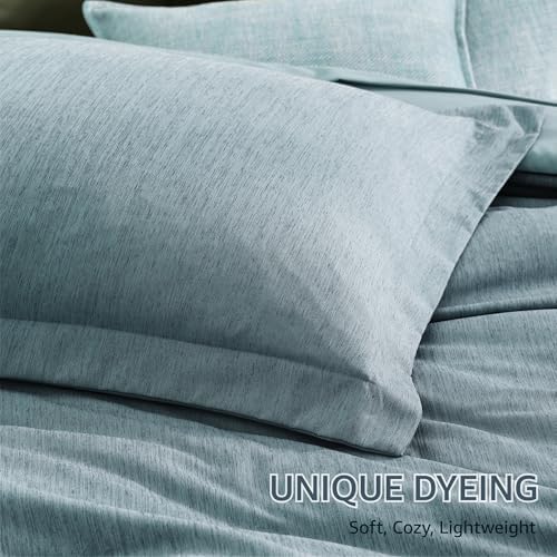 Monbix Full Comforter Set 7 Pieces Dusty Blue Cationic Dyeing Bed in a Bag - Image 6