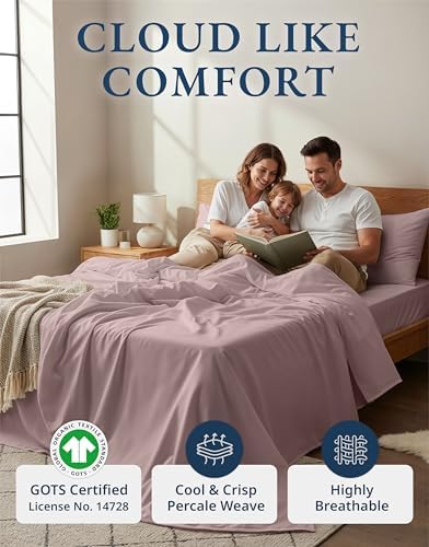 LANE LINEN Twin XL Sheets 100% Organic Cotton Soft 3pc Percale - Image 2